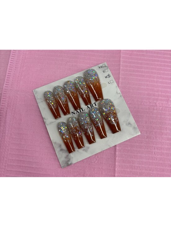 Other - Long coffin Press on nails glitter ombré handmade